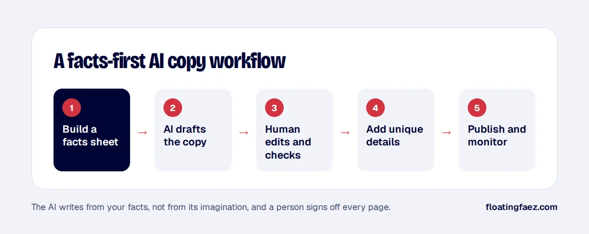 A facts-first AI copy workflow